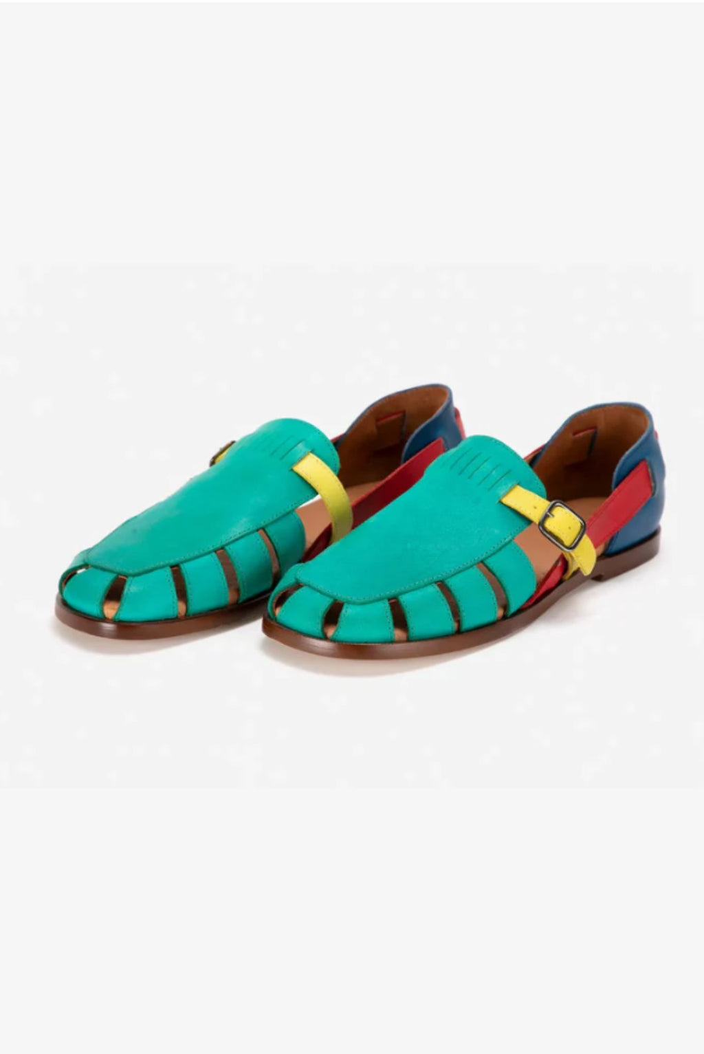 Sandalia de cuero Pickles color bloc