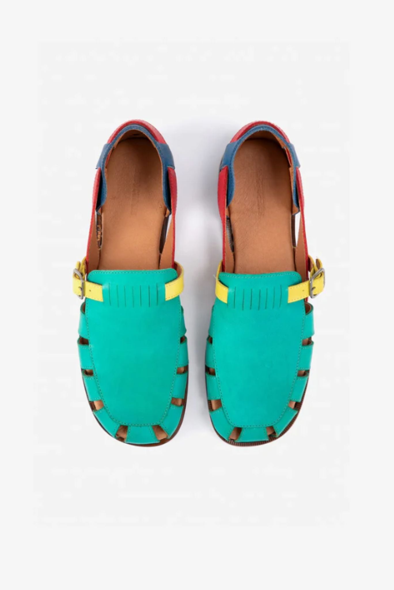 Sandalia de cuero Pickles color bloc