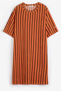 Vestido corto de rizo a rayas