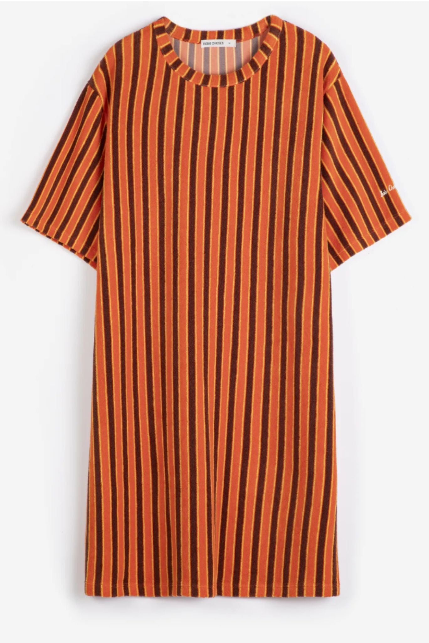 Vestido corto de rizo a rayas