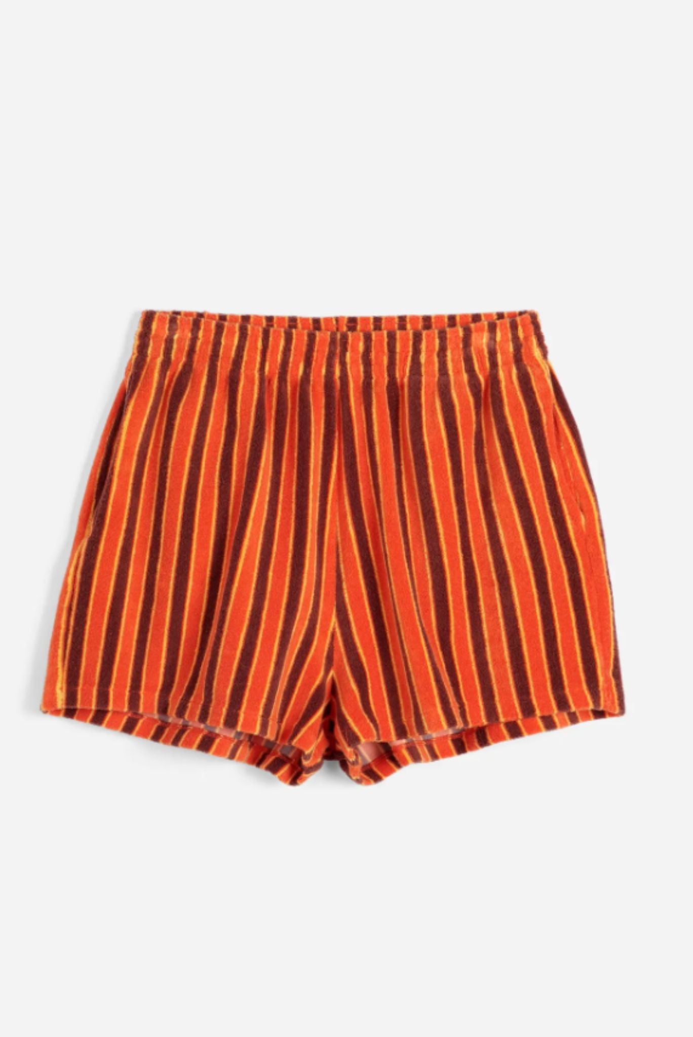 Pantalón corto de tejido de rizo a rayas