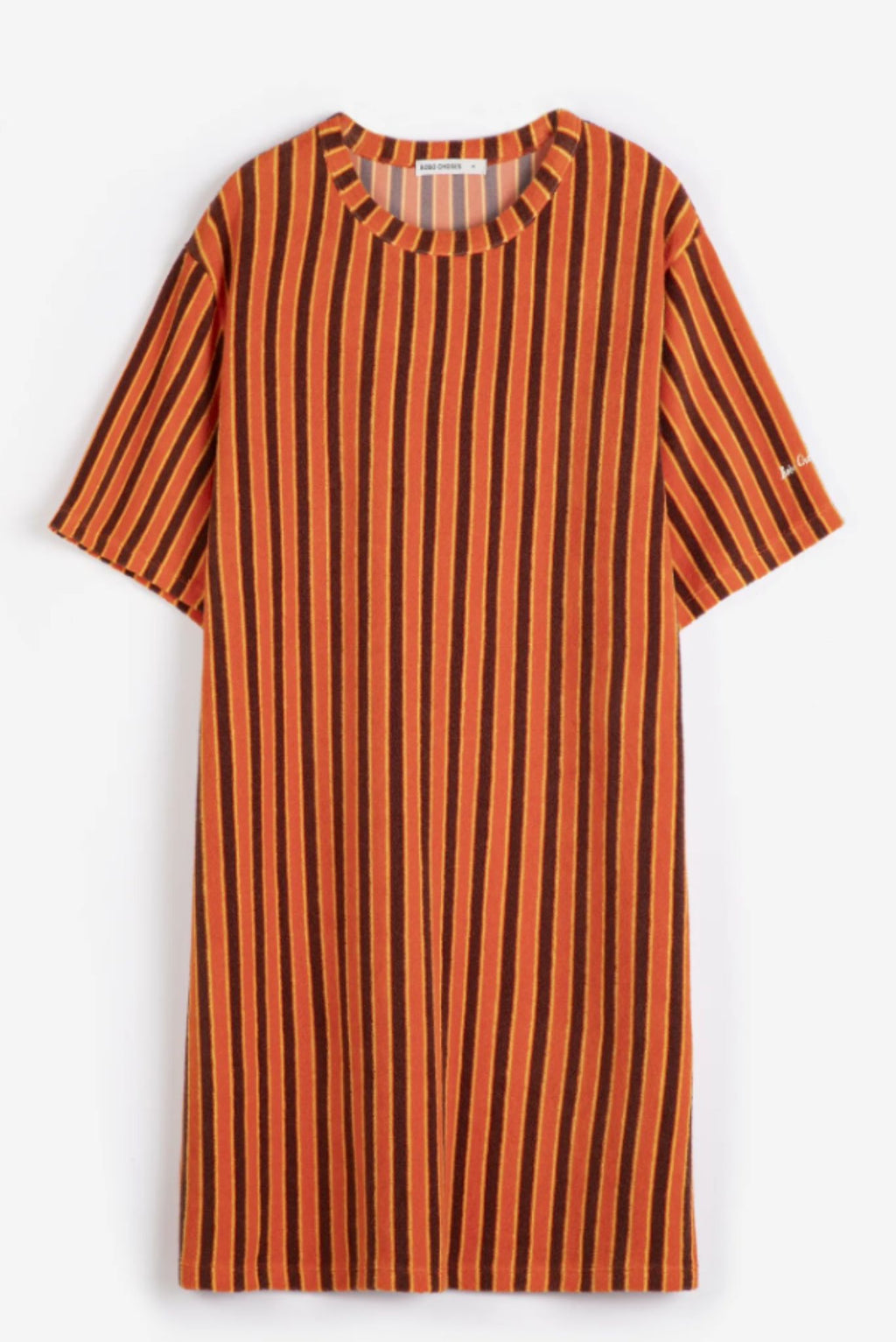 Vestido corto en tejido de rizo a raya