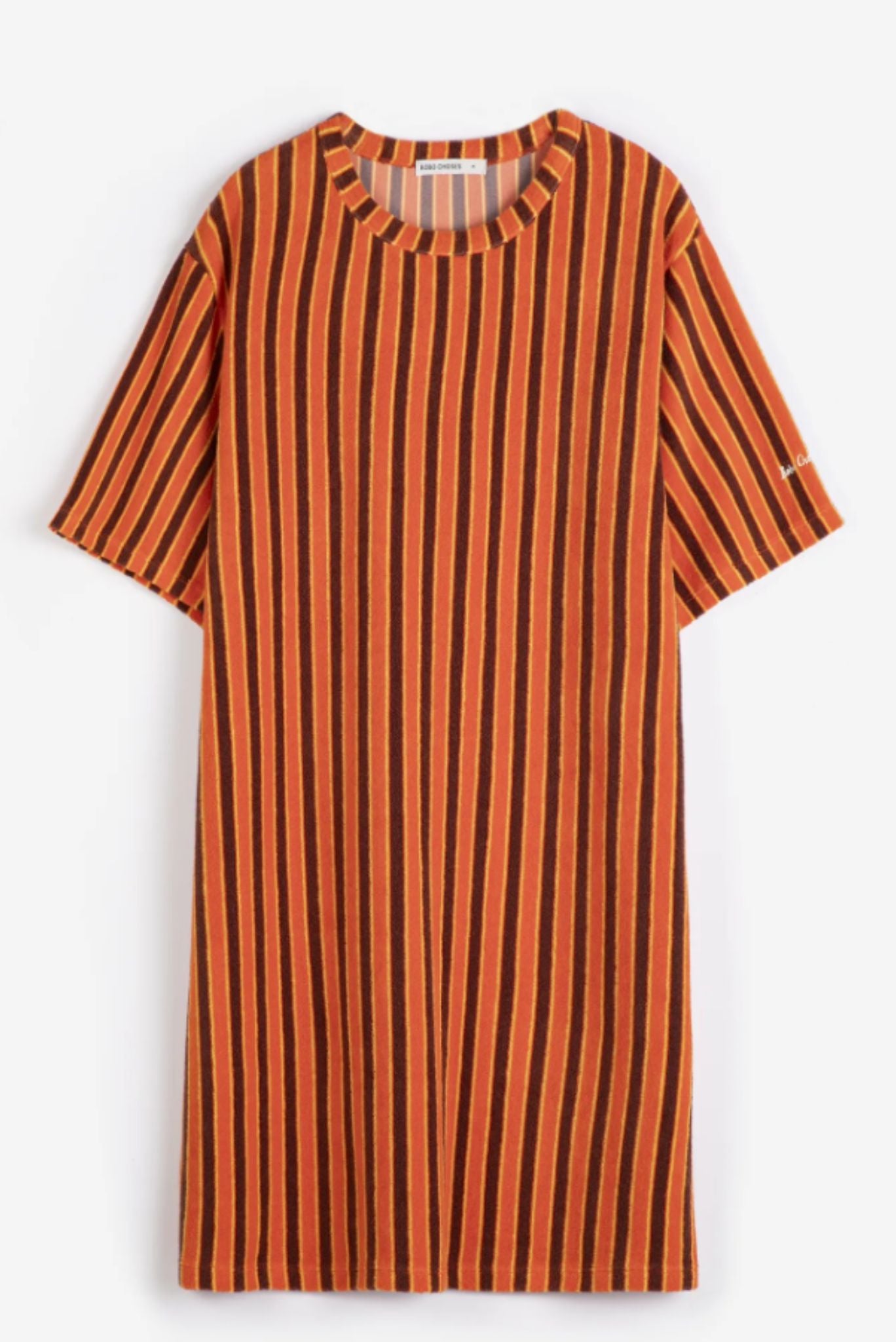 Vestido corto en tejido de rizo a raya
