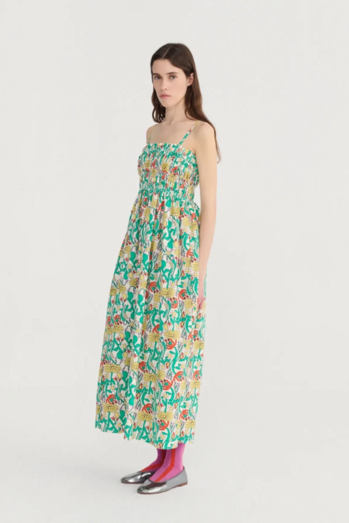 Vestido bustier fruncido Color Herbalist