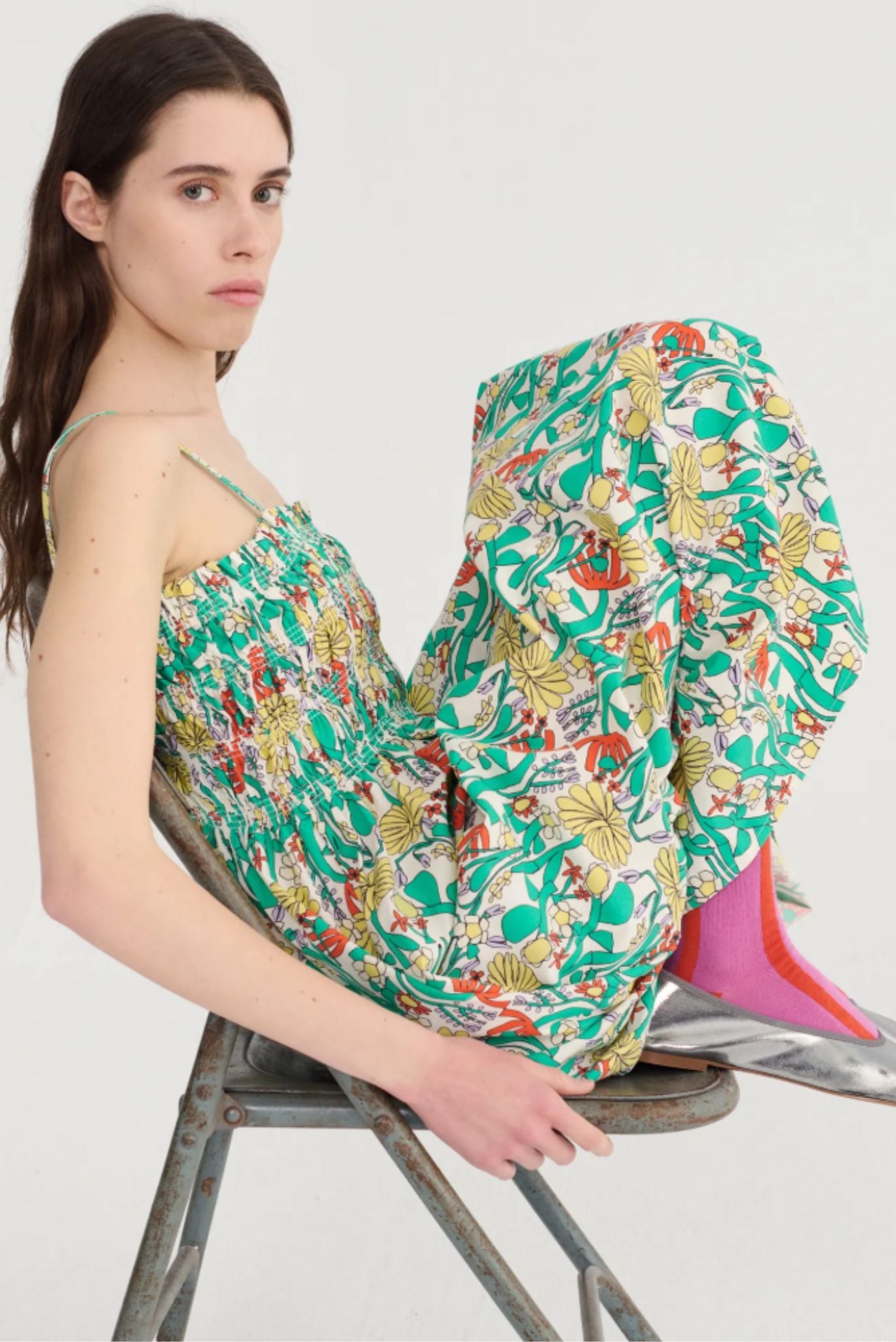 Vestido bustier fruncido Color Herbalist