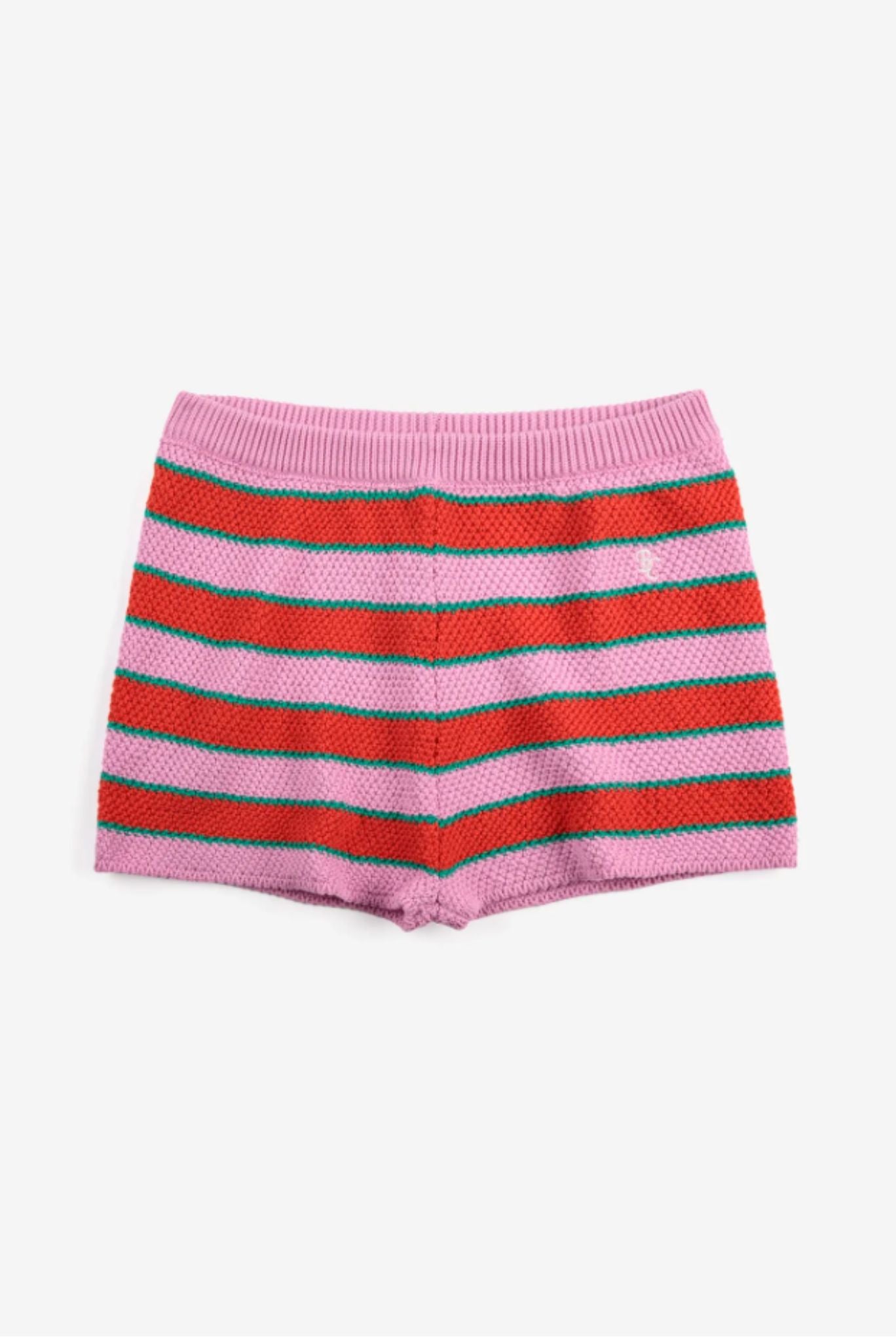 Pantalón corto de punto a rayas