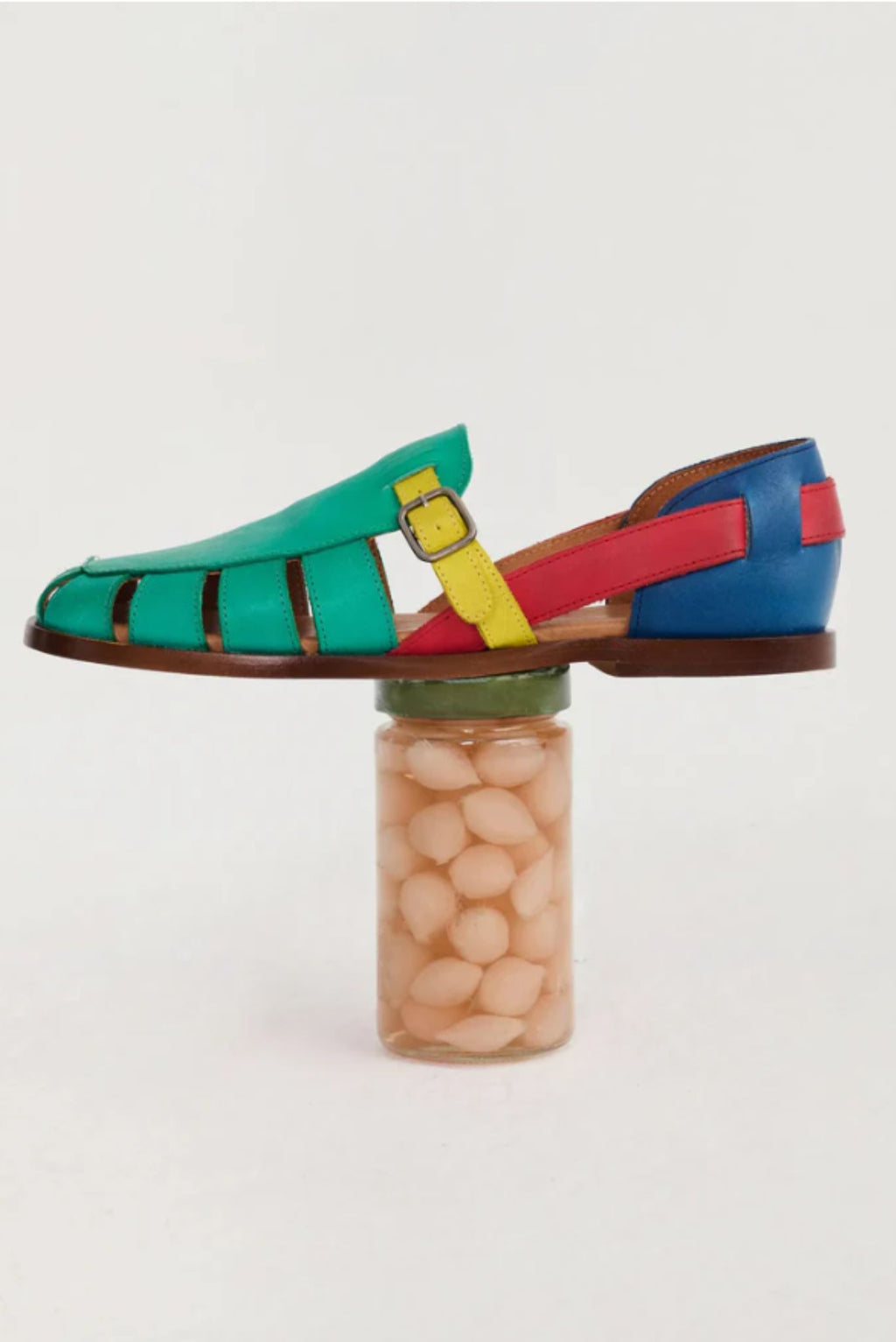 Sandalia de cuero Pickles color bloc